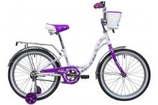 Велосипед NOVATRACK 20" BUTTERFLY, белый-фиолетовый, тормоз ножной, крылья и багажник