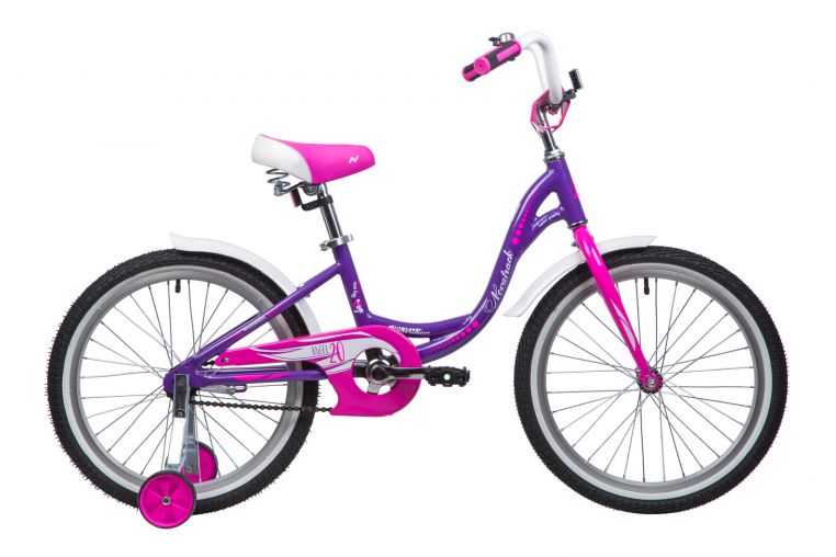 Велосипед  NOVATRACK 20", ANGEL, фиолетовый, алюм.рама., тормоз нож, крылья