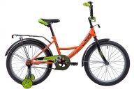 Велосипед  NOVATRACK 20", VECTOR, оранжевый, защита А-тип, тормоз нож., крылья и багажник чёрн.