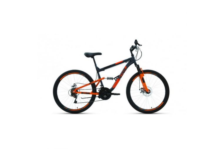 Велосипед 26' Altair MTB FS 26 2.0 disc 18 ск Темно-серый/Оранжевый 20-21 г