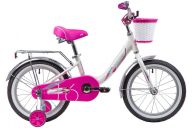 Детский велосипед  NOVATRACK 16", ANCONA, белый, тормоз  нож.,передняя корзина,крылья и багаж. хромир.