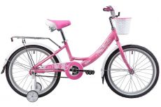 Велосипед NOVATRACK 20", GIRLISH line,розовый,  алюм.рама., тормоз нож, крылья и багажник