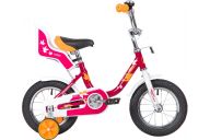 Детский велосипед  NOVATRACK 12" MAPLE, красный, полная защита цепи, тормоз нож, крылья цвет, сидение для кук