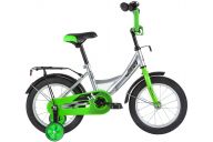 Детский велосипед  NOVATRACK 14" VECTOR серебристый, тормоз нож, крылья, багажник, полная защ.цепи