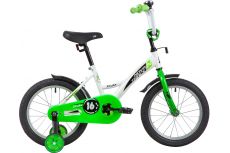 Велосипед NOVATRACK 16" STRIKE белый-зелёный, тормоз нож, крылья корот, полная защита цепи