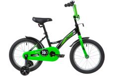 Велосипед NOVATRACK 16" STRIKE черный-зелёный, тормоз нож, крылья корот, полная защита цепи