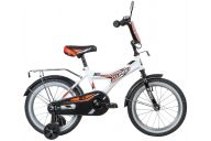 Детский велосипед  NOVATRACK 16" TURBO белый, тормоз нож, крылья, багажник хром, полная защ.цепи