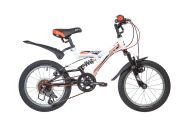 Детский велосипед  NOVATRACK 16" DART, 5 скор., белый, Microshift, алюм.обода, амортизатор зад/перед