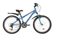 Велосипед  NOVATRACK 24" ACTION синий,  стальная рама 12", 18 скор., Shimano TZ500/RS35, V- brake тор