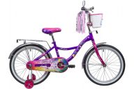 Подростковый велосипед  NOVATRACK 20", LITTLE GIRLZZ, фиолетовый, тормоз нож., пер.корзина, зеркало, крылья и бага
