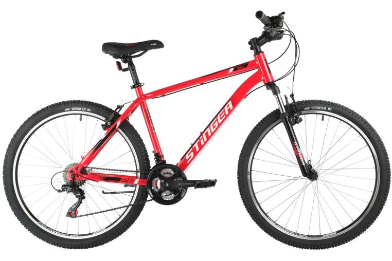 Велосипед STINGER 26" CAIMAN красный, сталь, размер 18"