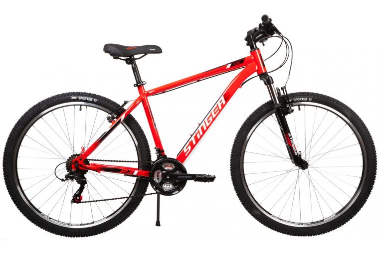 Велосипед STINGER 27.5" CAIMAN красный, сталь, размер 16"