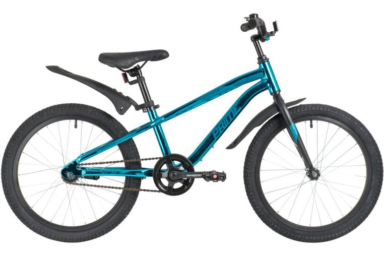 Велосипед NOVATRACK 20" PRIME алюм., синий металлик,  ножной тормоз, короткие крылья