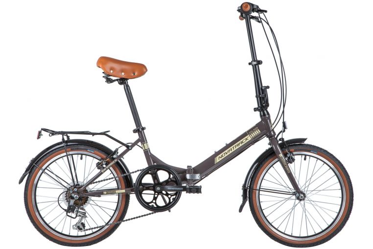 Велосипед NOVATRACK 20" складной, AURORA, коричневый, Shimano 6 speed, TY21/RS35/SG-6SI