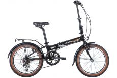 Велосипед NOVATRACK 20" складной алюм., черный, Shimano 6 speed, стальная вилка, вынос, алюм.руль