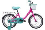 Детский велосипед  NOVATRACK 16", ANCONA, розовый, тормоз нож.передняя корзина,,крылья и багаж. хромир.