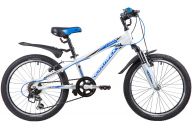 Подростковый велосипед  NOVATRACK 20", LUMEN, белый, алюм., 6-скор, TY21/TS38/SG-6SI, V-brake