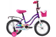 Детский велосипед  NOVATRACK 14" TETRIS фиолетовый, тормоз нож, крылья цвет, багажник, корзина, полная защ.це