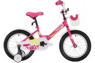 Детский велосипед  NOVATRACK 12" TWIST розовый, тормоз нож., корот.крылья, полная защита цепи, перед.корзина