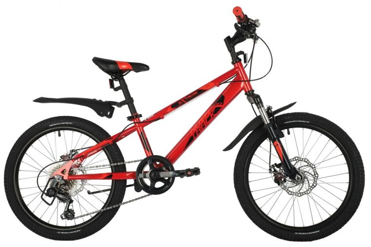 Велосипед NOVATRACK 20" EXTREME красный,  сталь, 6 скор., Shimano TY21/Microshift TS38, дисковый тор
