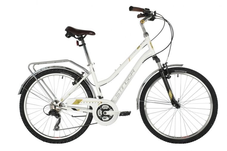 Велосипед STINGER 26" VICTORIA белый, сталь, размер 17", MICROSHIFT