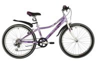Подростковый велосипед  NOVATRACK 24" ALICE лиловый,  стальная рама 12", 6 скор., Shimano TY21/Microshift TS38, V-