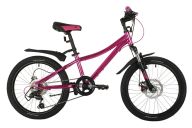Велосипед  NOVATRACK 20" KATRINA, алюм.рама, розовый металик, 6-скор, TY21/TS38, диск.тор.STG