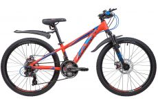 Велосипед NOVATRACK 24" EXTREME, алюм.рама 11", оранжевый, 21-скор, TY300/TS38/TZ500, диск.торм.STG