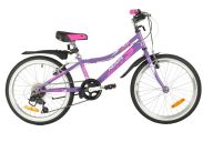 Велосипед  NOVATRACK 20" ALICE фиолетовый,  стальная рама, 6 скор., Shimano TY21/Microshift TS38, V-