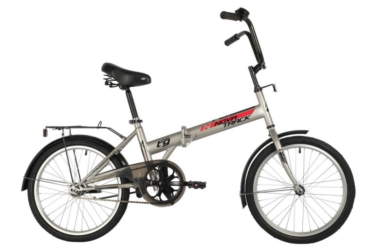 Велосипед NOVATRACK 20" складной, TG30, серый, тормоз нож, двойной обод,сид.и руль комфор