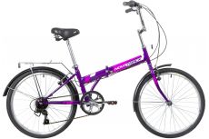 Велосипед NOVATRACK 24" складной, фиолет., TG, 6скор. Shimano TY-21, тормоз V-brake.,сидение комфорт