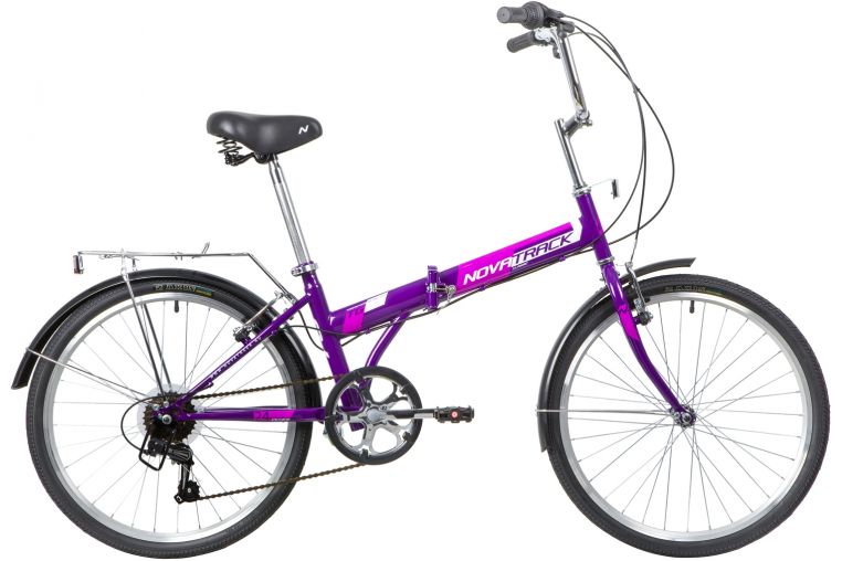 Велосипед NOVATRACK 24" складной, фиолет., TG, 6скор. Shimano TY-21, тормоз V-brake.,сидение комфорт