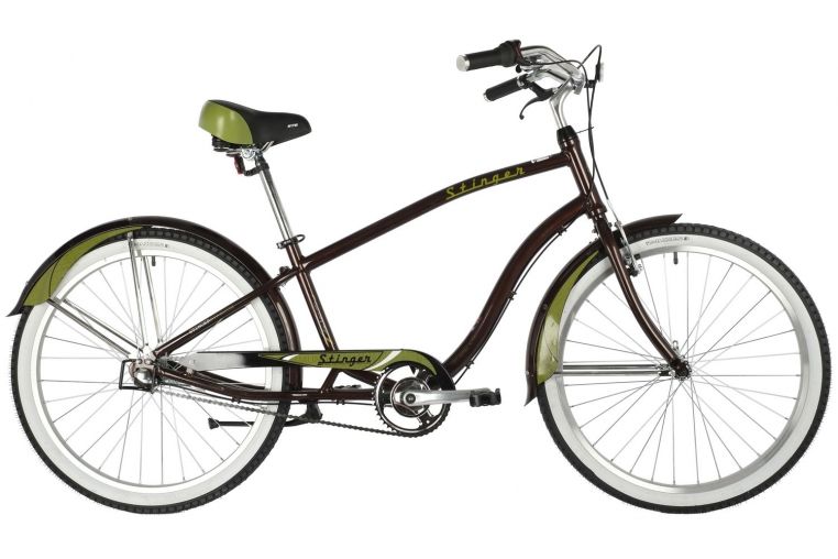 Велосипед STINGER 26" CRUISER 3SM коричневый, алюминий, размер 18"