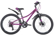 Велосипед NOVATRACK 24" KATRINA алюм.рама 12" розовый металлик, 21-скор, TY300/TS38/TZ21, диск.тор.S