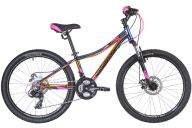 Подростковый велосипед  NOVATRACK 24" KATRINA алюм.рама 12" фиолет.металлик, 21-скор, TY300/TS38/TZ21, диск.тор.ST