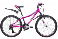 Велосипед NOVATRACK 24" KATRINA, алюм.рама 12" фиолетовый, 21-скор, TY300/TS38/TZ500, V-brake