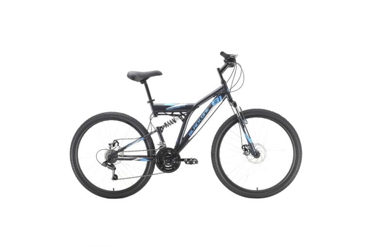 Велосипед Black One Phantom FS 26 D серый/голубой/серебристый 2020-2021