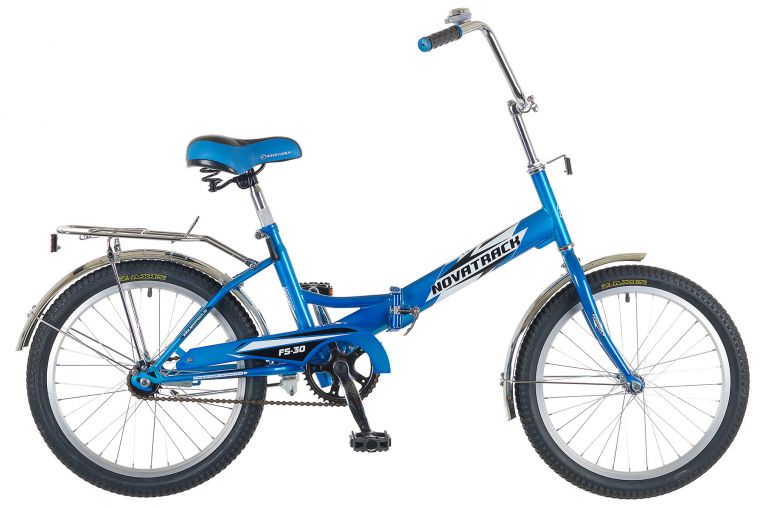 Велосипед NOVATRACK 20" складной, FS30, синий, тормоз нож,AL обода,усилен, багажник #085481