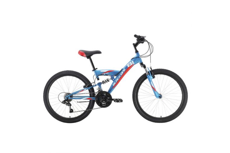 Велосипед Black One Ice FS 24 голубой/белый/красный 2021-2022