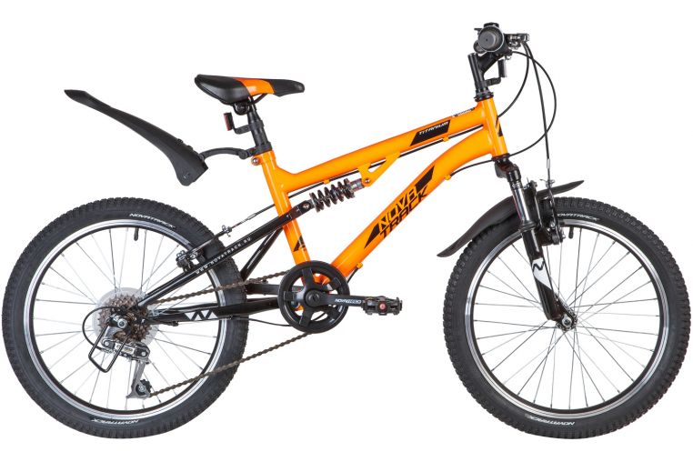 Велосипед NOVATRACK 20" TITANIUM, оранжевый, сталь, 6 скор., Power, V-Brake