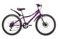 Подростковый велосипед  NOVATRACK 24" ALICE пурпурный,  стальная рама 12", 6 скор., Shimano TY21/Microshift TS38,