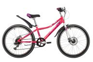 Подростковый велосипед  NOVATRACK 24" ALICE розовый,  стальная рама 12", 6 скор., Shimano TY21/Microshift TS38, ди