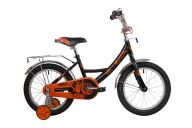Детский велосипед  NOVATRACK 16" URBAN чёрный, полная защита цепи, тормоз нож, крылья и багажник хром