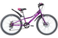 Подростковый велосипед  NOVATRACK 24" ALICE пурпурный,  стальная рама 10", 6 скор., Shimano TY21/Microshift TS38,