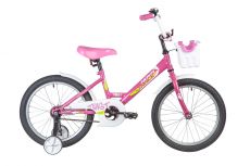 Велосипед NOVATRACK 18" TWIST розовый, тормоз нож, крылья корот, корзина, защита А-тип