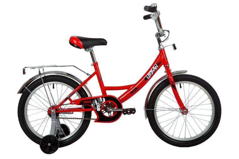 Велосипед NOVATRACK 18" URBAN красный, защита А-тип, тормоз нож., крылья и багажник хром.