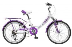 Велосипед NOVATRACK 20", GIRLISH line, белый-сиреневый, алюм., 6 скоростей, TY21/R #085486