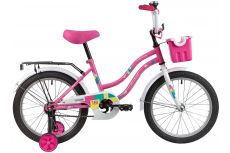 Велосипед NOVATRACK 18",TETRIS розовый, тормоз нож, крылья цвет, багажник, корзина, защита А-тип