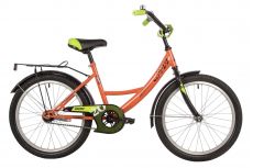 Велосипед NOVATRACK 20" VECTOR оранж, защ А-тип, тормоз нож., крылья и багаж чёрн.,без доп колес