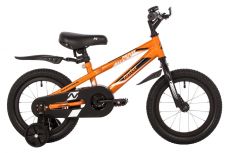 Велосипед NOVATRACK 14", JUSTER,  оранжевый, тормоз ножной, полная защита  цепи, чёрные крылья